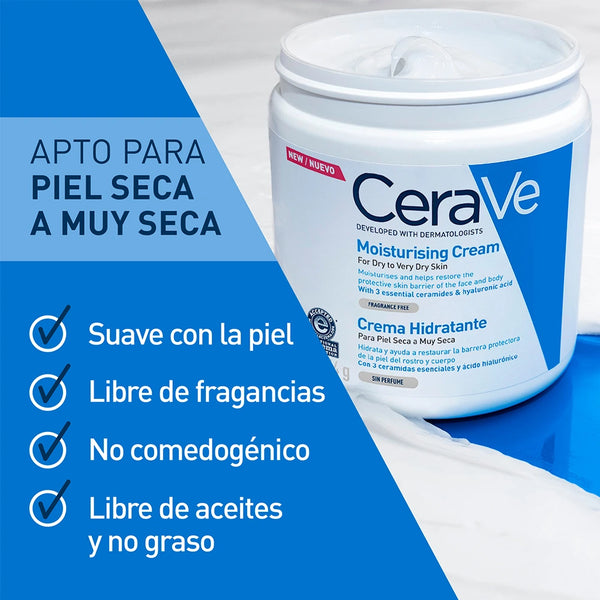 CeraVe Crema Hidratante 454g: Hidratación para Piel Seca