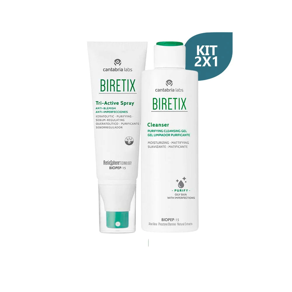 Kit Biretix Triactive Spray x 100 ml Gratis Biretix Gel Limpiador x 200 ml