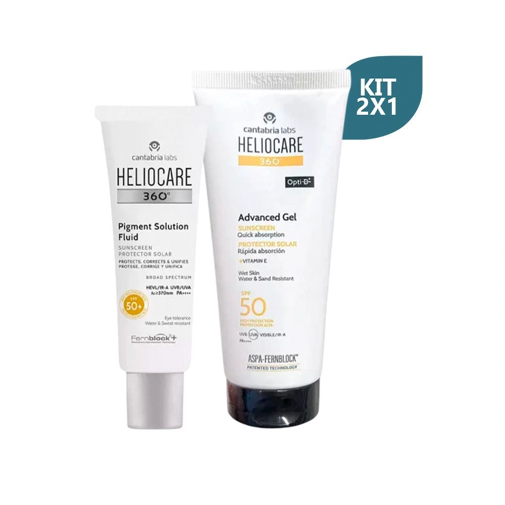 Kit Cantabria Heliocare Pigment Solution Fluid SPF50 x 50 ml + Heliocare Advance Gel x 100 ml