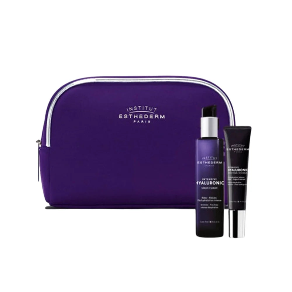 Kit Esthederm Intensive Hyaluronic Serum x 30 ml + Hyaluronic Ojos x 15 ml + Cosmetiquera
