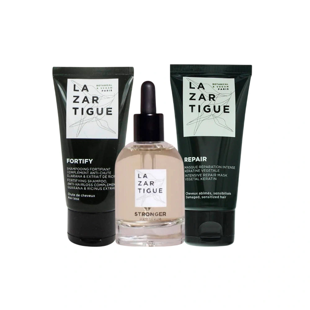 Kit Lazartigue Serum Stronger x 50 ml Gratis Repair Mascarilla x 50 ml Y Fortify Shampo x 50 ml