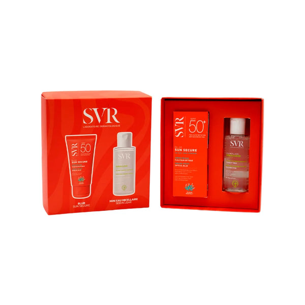 Kit SVR Sun Secure Blur Protector Solar Mousse Cream x 50 ml + SVR Sebiaclear Agua Micelar x 75 ml