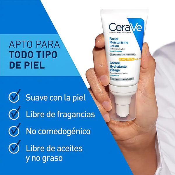 Cerave Loción Facial Hidratante con SPF30 para Piel Radiante