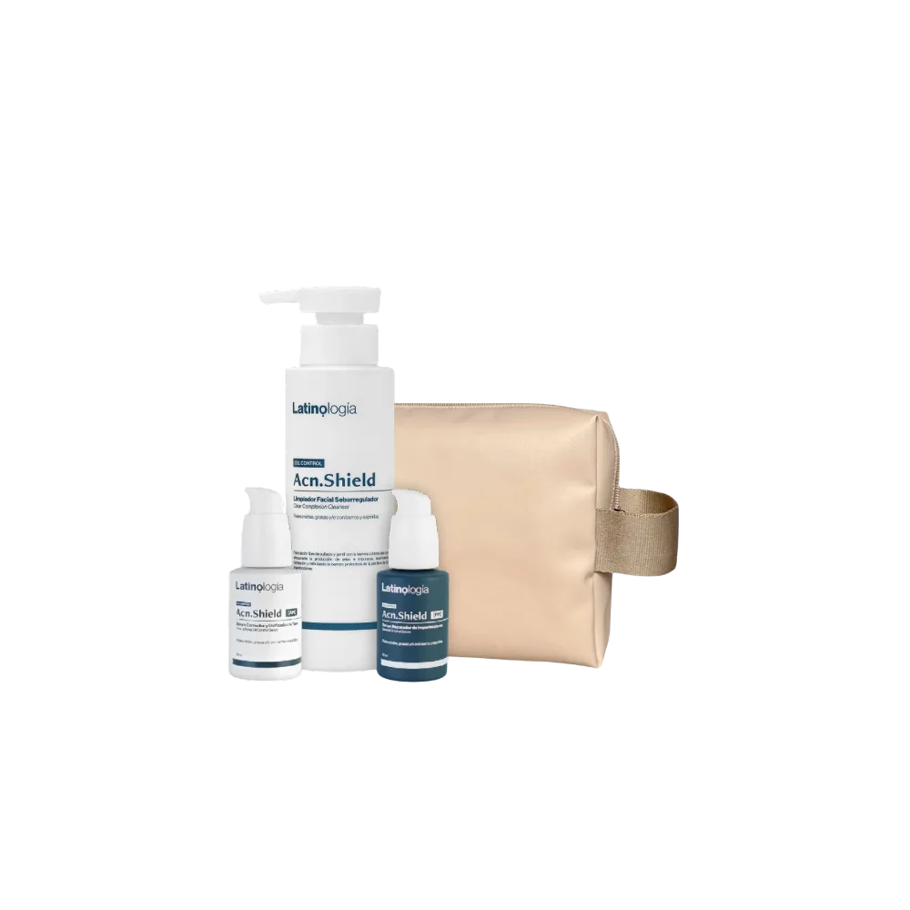 Kit Latinologia Acn.Shield Limpiador x 200 ml + Acn.Shield AM x 30 ml + Acn.Shield PM x 30 ml - Latinologia