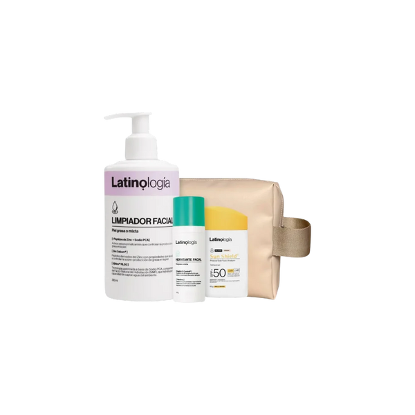 Kit Latinologia Limpiador Grasa x 250 ml + Hidratante x 60 gr + Sun Shield x 60 gr
