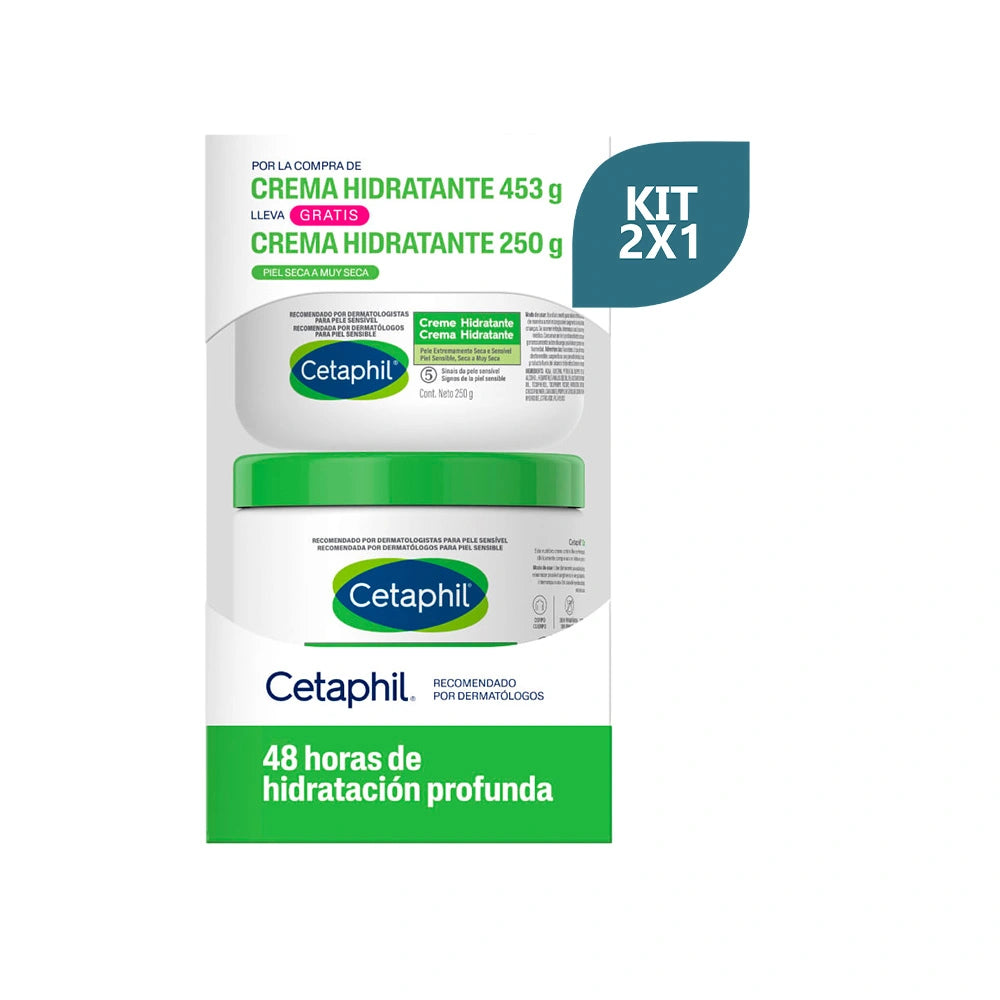 Kit Cetaphil Crema Hidratante Pote x 453 gr Gratis Crema Pote x 250 gr - Cetaphil