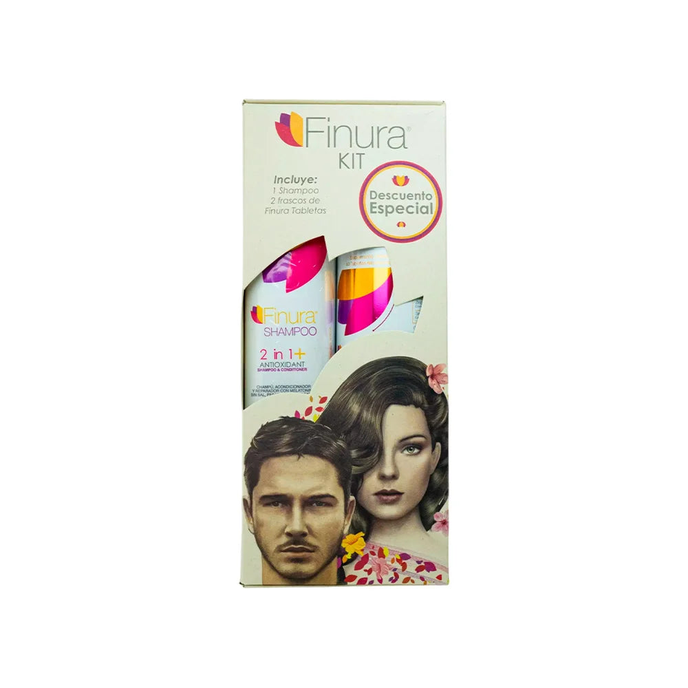 Kit Finura Shampoo x 250 ml + 2 Frascos Finura Capsulas x 60 - Antioxidantech