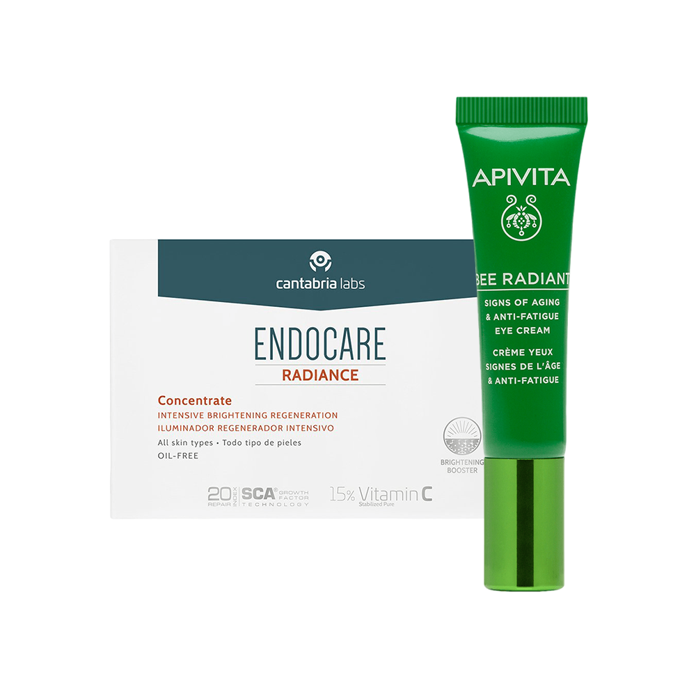 Kit Endocare Radiance Ampollas x 14 Unidades + Apivita Bee Radiance Contorno De Ojos x 25 ml